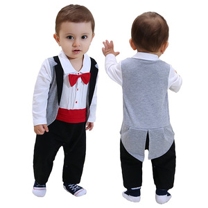 Summer Kids Clothes Baby Boys Tuxedo Gentleman Onesie Romper Jumpsuit Baptême Dress Boy BBRS-002 - Product Image 3