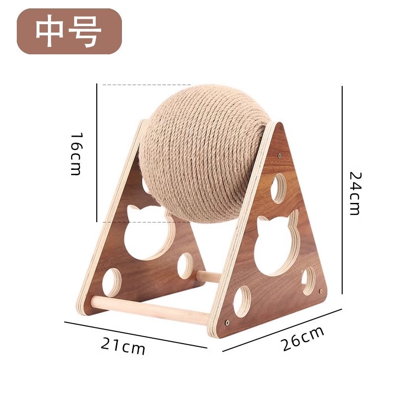 Balle triangulaire pour griffes de chat en bois massif [Moyen]