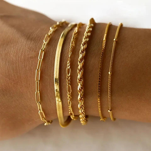 Wholesale Waterproof 18k Gold Plated Stainless Steel Jewelry Miami Cuban Chain <b>Bracelet</b> Flat Snake <b>Stacking</b> <b>Bracelet</b> for Gift - Product Image 1