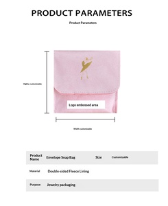 Pochette de rangement de luxe en microfibre flanelle rectangulaire pour bijoux (colliers, boucles d'oreilles) avec fermeture à bouton-pression dissimulé, directement de l'usine - Product Image 6