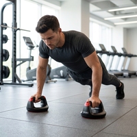 Barre de pompes rotative à 360 degrés en ABS et TPR avec poignées antidérapantes en caoutchouc, planche de pompes portable pour hommes et femmes, option de logo personnalisé