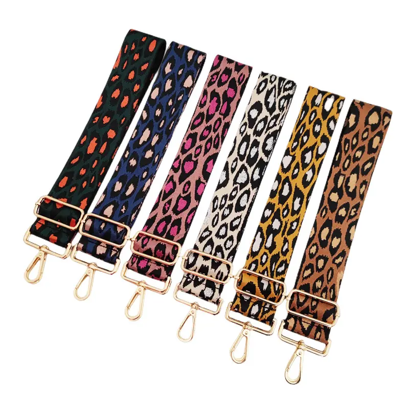 Jacquard leopard 35 warna baru, tali dompet selempang lebar 5 cm, tali pengurang beban bahu