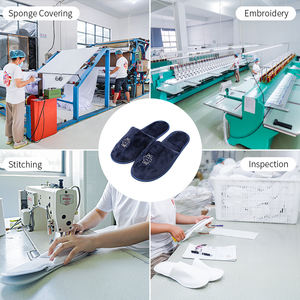 Pantofole personalizzate in stile <span class=keywords><strong>Hotel</strong></span> Resort per interni con LOGO ricamato con tacco a punta chiusa in velluto corallo pantofole usa e getta - Product Image 4