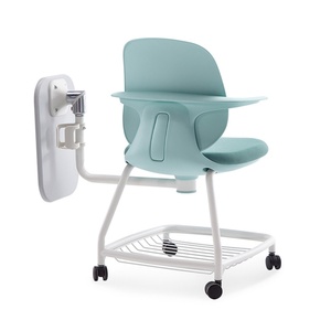 Comfortable Lumbar Support Movable Meeting Office Writing <b>Table</b> Folding Training <b>Chair</b> With Storage - Product Image 3