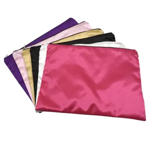 Gift Bag Cosmetic Satin Silk Bag Custom logo High Quality Silk Satin Zipper Bag For Hair Store