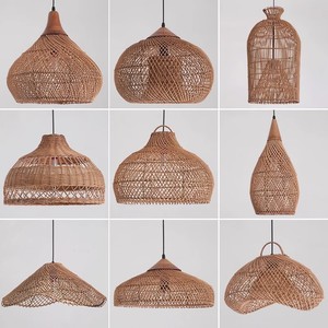 Rattan Pendant <b>Light</b> Round E27 Led Single Head For Living Room Bedroom <b>Dining</b> Room Hotel Guesthouse Tea Room Bar Corridor - Product Image 1