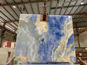 天然ブルーオニキスゴールデンイエロー静脈大理石スラブ工場直販中国工場価格 - Product Image 5