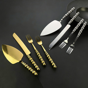 Pearl <b>Cake</b> Knife Set Gold Spatula Fork <b>Gift</b> <b>Box</b> Dessert Tools Baking Utensils - Product Image 3