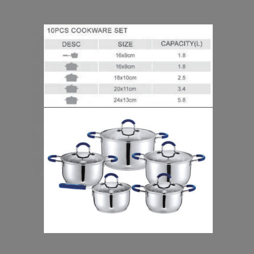 Manufacturer High Quality Silicone Handle Induction Non Stick Stainless Steel 13 Pieces Cookware Set with Pots Pans · image 2