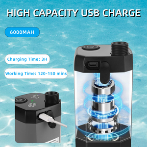Pompe de douche portable rechargeable par USB 6000 mAh avec écran numérique pour le camping, la plage, la randonnée, les voyages, le nettoyage des animaux - Product Image 2