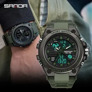SANDA marka G tarzı erkekler dijital saat şok lüks spor saatler moda su geçirmez elektronik kol saati erkekler Relogio Masculino - Product Image 6
