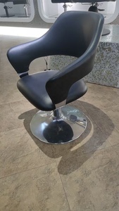Modern Barber Chair Faux <b>Leather</b> Seat Hydraulic Pump Adjustable Height Round Base Salon Furniture Contemporary Design - Product Image 2