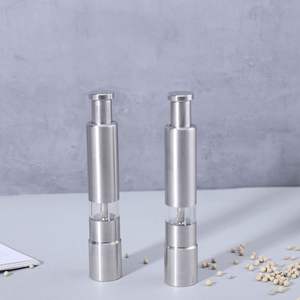 Juego de Molinillos Manuales de Sal y Pimienta de Acero Inoxidable con Empuje de Pulgar, Molinillos de Especias y Salsas con Soporte Metálico, Utensilio de Cocina - Product Image 2