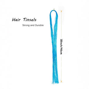 เส้นผมปลอมแบบตรง 18 นิ้ว/46 ซม. สีทองเลเซอร์ สีเงิน ใช้สำหรับงานปาร์ตี้ แข็งแรง ทนทาน - Product Image 1