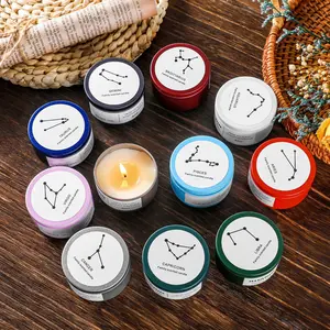 Velas perfumadas del zodiaco de soja de larga quema de fábrica DGC, juego de regalo, cera de abeja, Capricornio, Piscis, signo de Virgo, velas de tarro de hojalata, regalo de cumpleaños