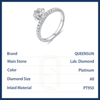 Bague de fiançailles solitaire IGI en or blanc massif 18 carats avec diamant de laboratoire taille coussin DE VS brillant, 4 griffes, bande pavée, taille personnalisée