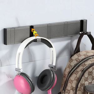 Porte-manteau mural pliable en aluminium sans perçage pour couloir, chambre, porte, chapeaux, vêtements, cuisine, toilettes – Crochets muraux noirs - Product Image 3