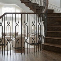 Rampe d'escalier intérieure en fer forgé au design moderne, avec arche croisée, fixation au sol, double croisillon, modèle BH-CB003