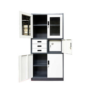 Современные металлические шкафы для документов из Китая, плоский стальной шкаф для хранения с <span class=keywords><strong>3</strong></span> выдвижными ящиками и замком, безопасный шкаф без стекла - Product Image 3