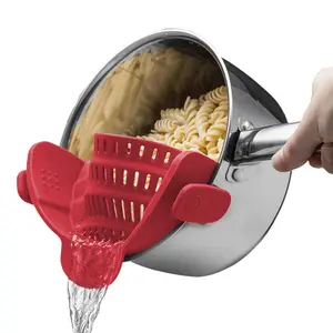 RTS Kitchen Snap N Strain Pot Strainer and Pasta Strainer - Adjustable Silicone Clip On Strainer for Pots Pans and Bowls