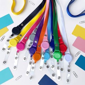 Lanière personnalisée en gros avec logo, porte-badge rétractable, sangle de cou en polyester, boucle à tirage facile pour porte-badge d'identité de bureau - Product Image 2