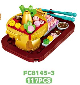 Bloques de Construcción Educativos para Niños, Modelo de Comida para Armar, Rompecabezas para Niños, Pato Asado, Bistec, Hamburguesa, Hot Pot - Product Image 2