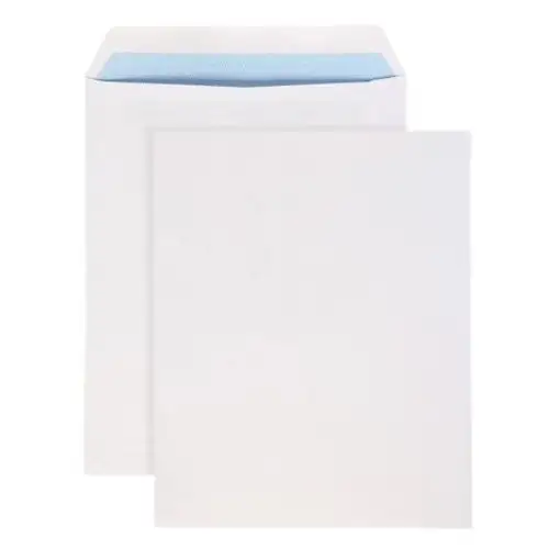 リサイクル可能なクラフト紙A4C4プレーンホワイト封筒、シーリング両面テープ付き