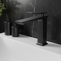 Keran Wastafel Modern Satu Lubang Satu Gagang Warna Hitam Piano, Bahan Kuningan, Pemasangan di Atas Meja, Air Panas Dingin, Katup Keramik, Garansi 5 Tahun
