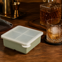 Moule à glaçons sphériques en silicone sans BPA, 4 cavités, flexible et réutilisable, pour whisky, bourbon, cocktails, avec couvercle
