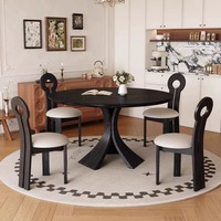 Table à manger ronde en bois massif moderne, design minimaliste, durable, ensemble de 4 pièces pour petit appartement et villa