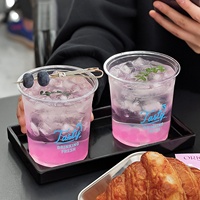 Gobelet en plastique PET jetable à paroi simple transparent, écologique, sans BPA, recyclable, imprimé sur mesure, résistant aux fuites, 500 ml