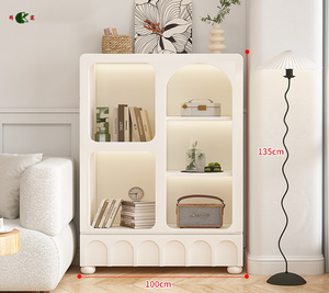 Customized French <strong>Cream</strong> Style <strong>Bookcase</strong> with Luxurious High-End Glass Door - Product Image 3
