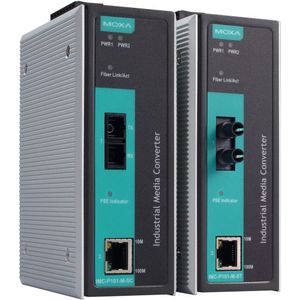 Convertidor de Medios de Fibra Óptica Industrial Moxa IMC-P101-S-SC, Ethernet a Fibra 10/100Mbps, Conector SC, RJ45, DC 5V - Product Image 1