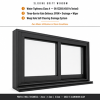 Ventana Corredera de Aluminio con Doble Acristalamiento, Rotura de Puente Térmico, Perfil de 2.0mm, Certificación CE, Insonorizada, de Piso a Techo, OEM