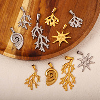 Breloques pour sacs étanches en acier inoxydable plaqué or 18 carats, motifs cœur, étoile de mer, coquillage, corail, accessoires pour bijoux DIY, fabricant