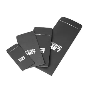Logotipo personalizado Impresión de cartón de lujo pequeños sobres de papel de invitación negro embalaje de regalo sobre de papel de cartón