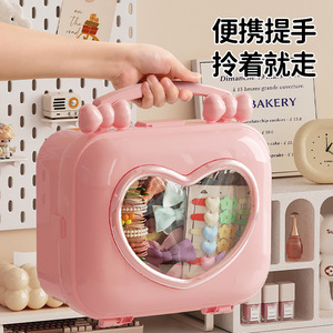 Heart Shaped Hair Accessory Storage Box For Kids With Visible Compartment Large Capacity Organizer For Toys And Stationery - Product Image 4