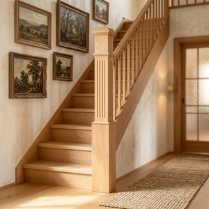 Poste de Madera para Escalera, con Parte Superior Cuadrada y Acanalada, Barandal Tradicional para Escalera - Product Image 1