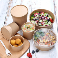 Récipient écologique personnalisé pour aliments à emporter bols à nouilles en papier kraft tasse à soupe avec couvercle