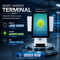 Mesin POS layar ganda 15.6 inci dapat diputar, Printer kode QR fitur kode QR Windows/Android putih/merah