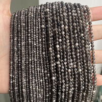 2mm 3mm 4mm Vente en gros perles d'obsidienne naturelles à facettes noir or argent brins, perle de pierre à facettes pour la fabrication de bijoux
