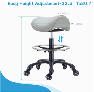 Tabouret de selle gris avec <span class=keywords><strong>repose</strong></span>-pieds <span class=keywords><strong>intégré</strong></span>, chaise de bureau pivotante esthétique industrielle noir mat - Product Image 4