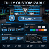 Comptoir de réception de bar avec logo lumineux LED bleu moderne, personnalisé pour club de billard