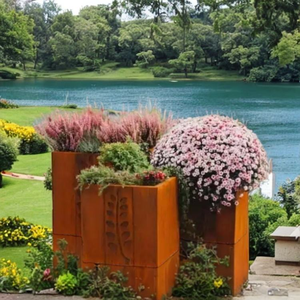 Corten Steel Outdoor Flower Pot Metal Flower <b>Planter</b> <b>Box</b> - Product Image 3