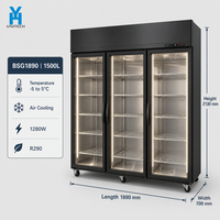 Réfrigérateur de maturation de bœuf BSG1890 1500L, vitrine de maturation de bœuf à triple porte pour grands services de boucherie