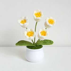 Fiori all'uncinetto fatti a mano Non Ti Scordar <span class=keywords><strong>di</strong></span> <span class=keywords><strong>Me</strong></span> in vaso, decorazione carina per scrivania, casa, ufficio, auto - Product Image 2