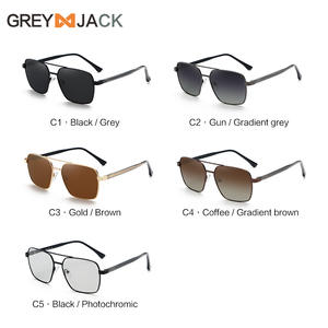 Lunettes de soleil polarisées pour homme Grey Jack, monture carrée à double pont, protection UV400, verres TAC or, noir, marron, lunettes de sport - Product Image 1