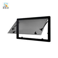 Vente directe usine – Fenêtre de camping-car à suspension supérieure en acrylique courbé à angle droit, cadre en aluminium noir, moustiquaire/pare-soleil pour camping-car