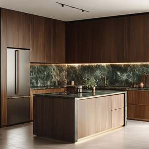 Bespoke High-Gloss Acrylic Wall <b>Cabinets</b> LED <b>Under</b>-<b>Cabinet</b> Classic Perfect Full-House Kitchen Solution-Includes Marble Laminate - Product Image 4
