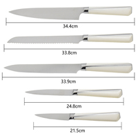 Couteau utilitaire de cuisine et pain à poignée forgée de luxe, couleur blanche, ensemble de 5 couteaux de cuisine en acier inoxydable